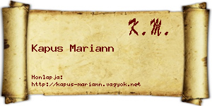 Kapus Mariann névjegykártya